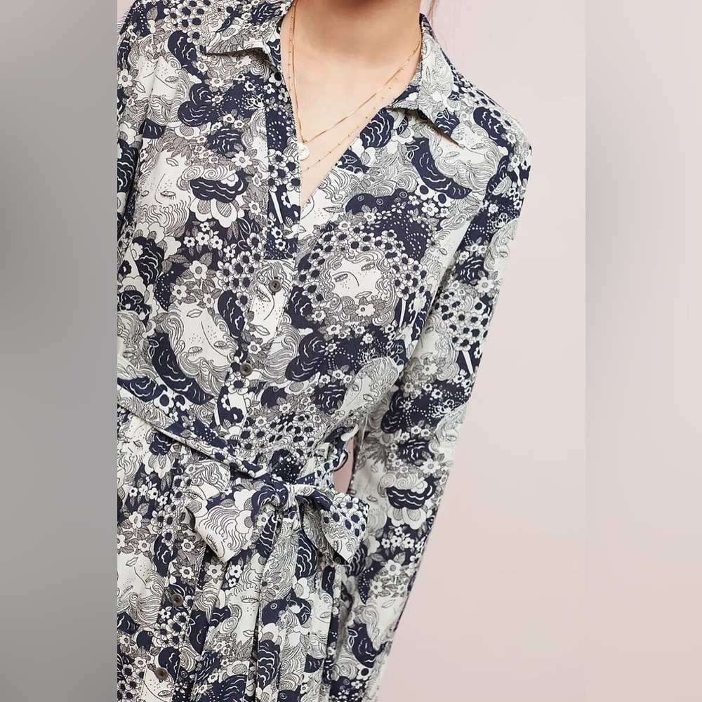 Anthropologie Conversations Colloquial Long-Sleeved Shirtdress - Picture 2 of 3